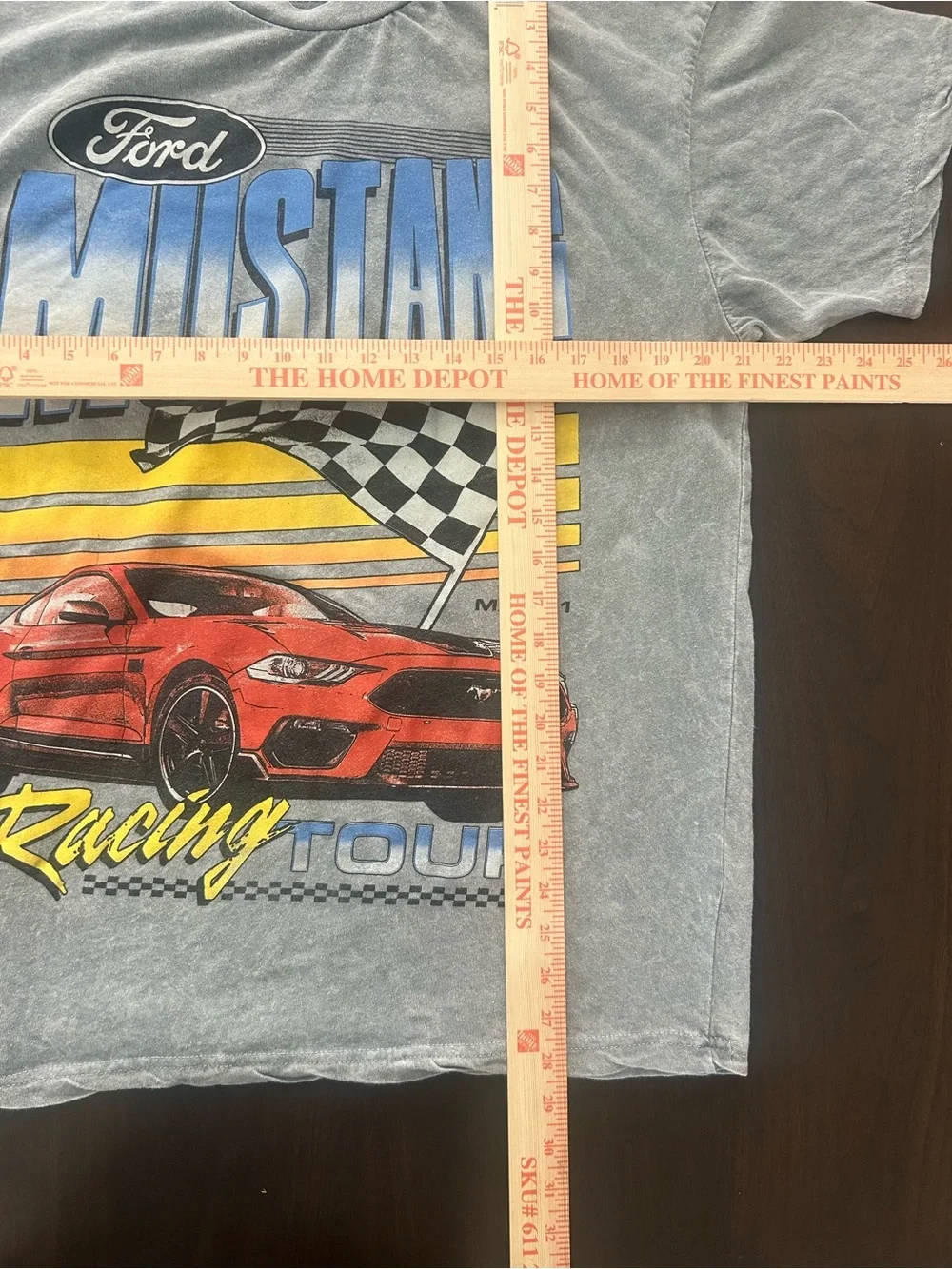 Ford‎ Mustang Mach 1 Racing Tour Graphic Tee Grey Wash Streetwear Mens Size L